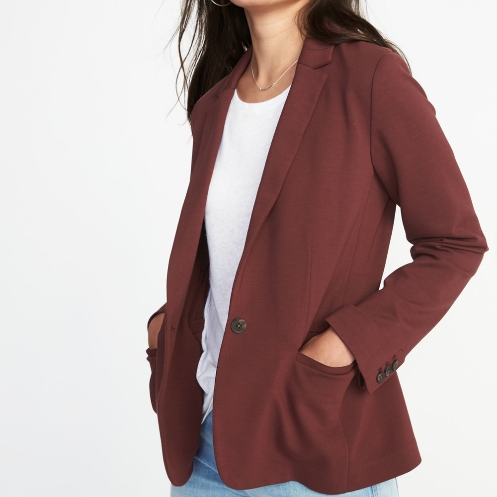 Old Navy Classic Ponte Knit Burgundy Blazer XL